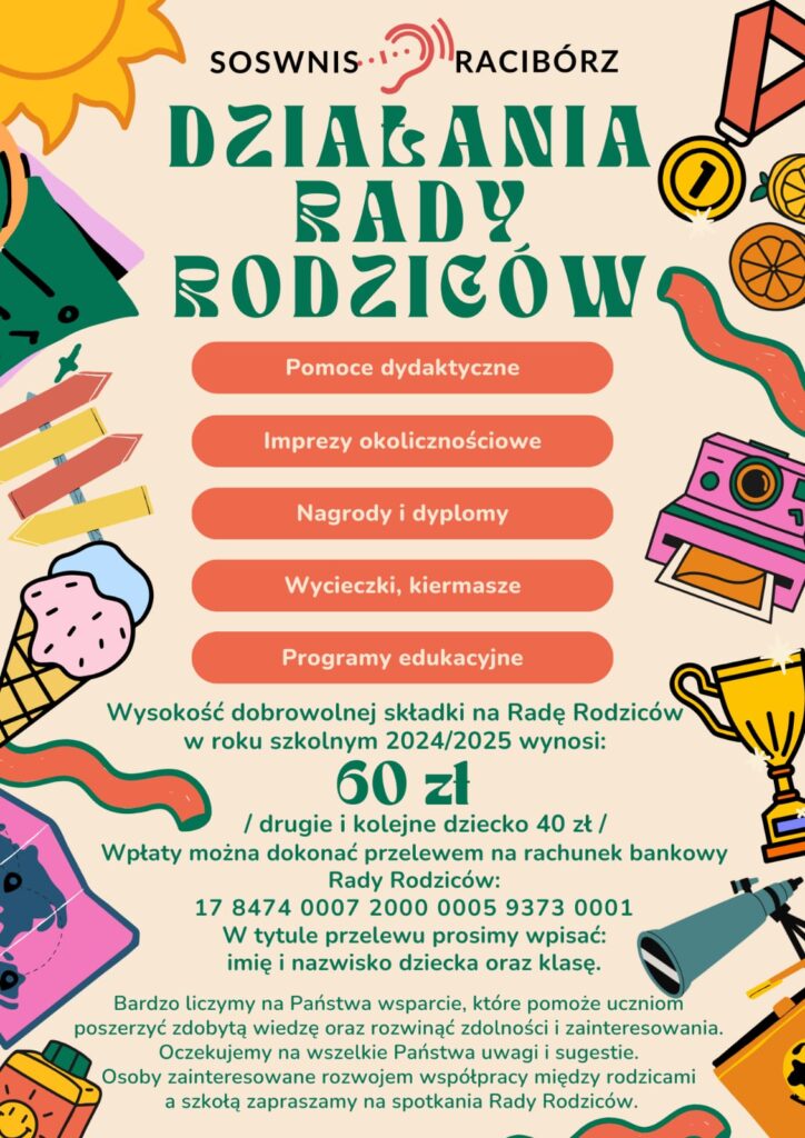 Rada rodziców - obraz opisujący działanie i wysokość opłat 60 zł za rok